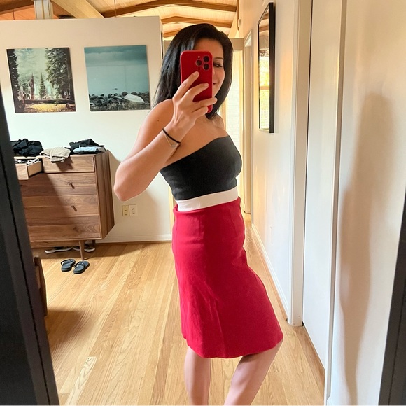 🔥 NWOT DKNY color block strapless dress in black-white-red. Size 10. - Picture 3 of 8